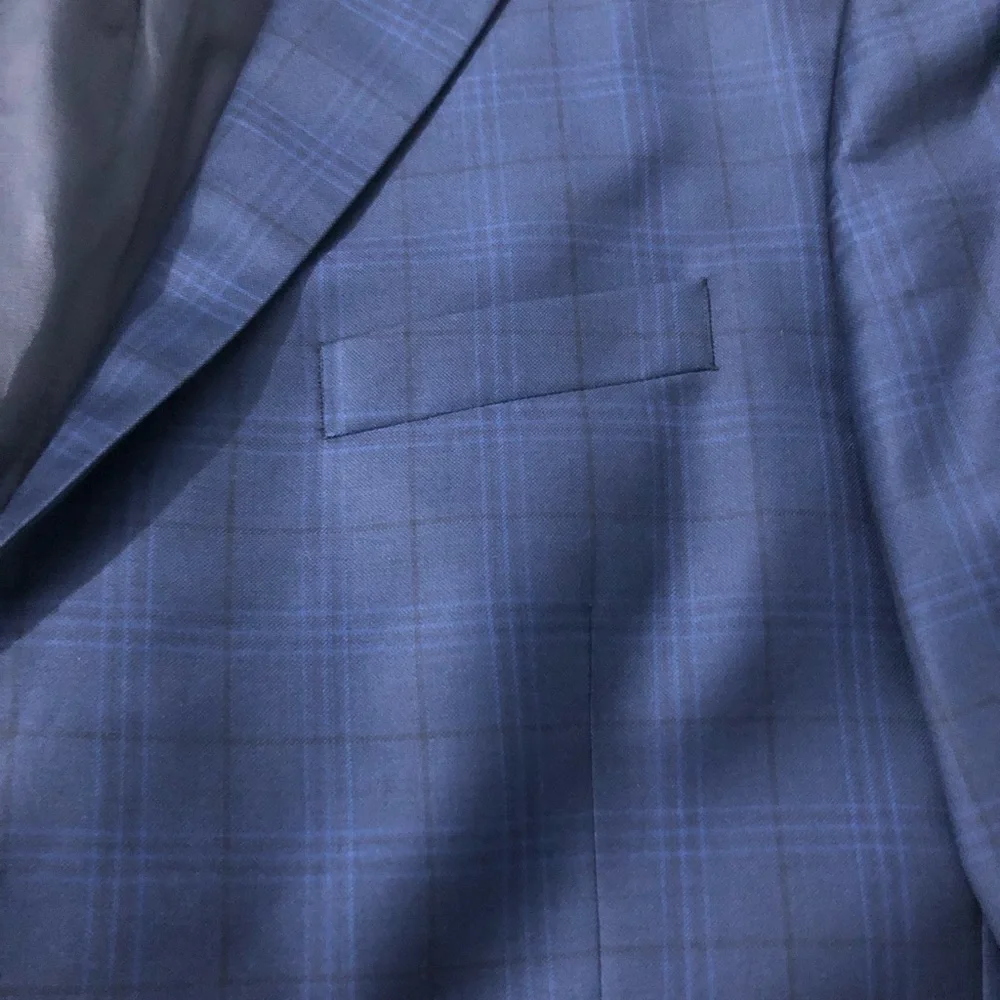 Peter Millar 100% Wool Navy Plaid Two-Button Blazer Men’s 44R Sports Jacket